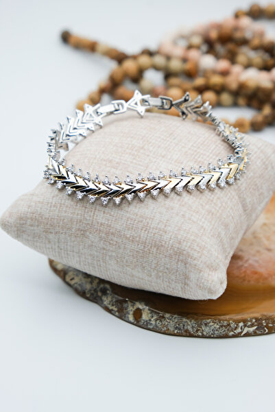 Serenite Collection Arrow Gold Silver Color Zircon Bracelet