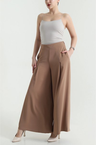 VıoShıne Women's Wide Leg Crepe Tencel Pants with Zipper Pockets