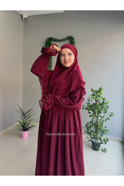 Yüsra Collection Erva Abaya and Short Sufle Set of 2