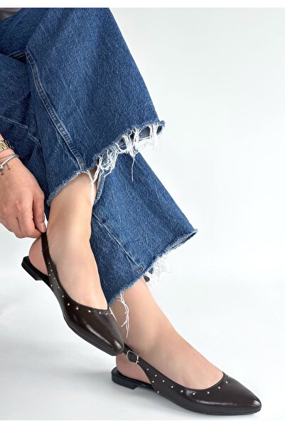 DMR Elegance Lowwi Brown Patent Leather Ballerina Shoes