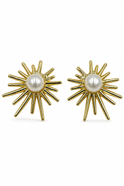 Jack Ferrero Yellow Pearl Detailed Star Shaped Bijouterie Earrings Women's Ac...