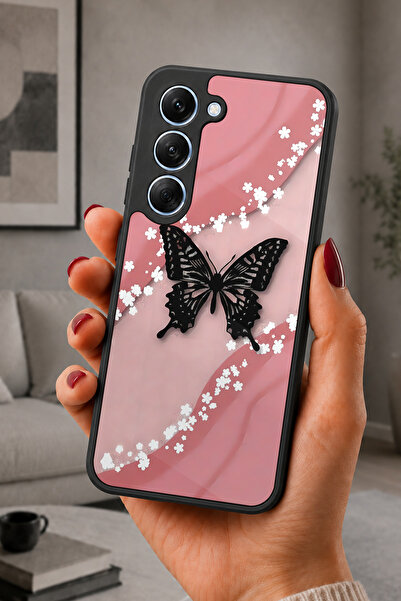 TECNO Spark 40 Pro Uyumlu Siyah Desenli Kamera Korumalı Darbelere Dayanıklı K...
