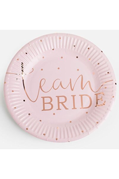 BAMI NETWORK Farfurii Petrecere Carton Roz 23cm Team Bride Set 6 Bucati