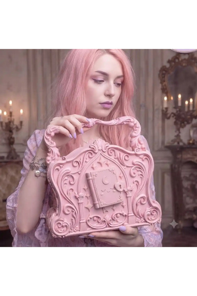 Verda Desing Τρισδιάστατη εκτύπωση Gothic Goth Magic Book Ροζ Γυναικεία τσάντ...