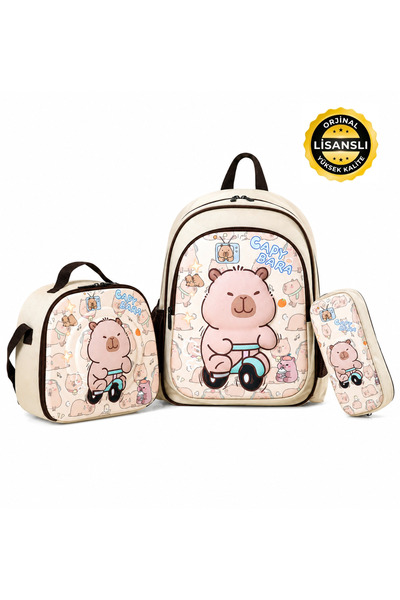 capybara Lisanslı Çocuk Okul Sırt Çantası – 3D kabartmalı Ön Yüzeyli, Hafif, ...