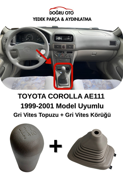 DOĞRU TİCARET AUTO PARTS Toyota Corolla Ae111 Gray Gear Shift Knob+Gear Gaite...