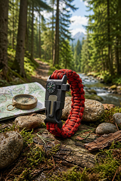Gorgeous Paracord Bracelet with Flint Stone and Compass, Whistle, Multi-Funct...