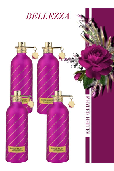 Bellezza 4 قطع عطر الورد والمسك 100 مل