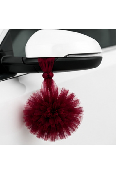 KARAKIZ Vehicle Convoy Ornament Tulle Pompom Claret Red 1 Piece