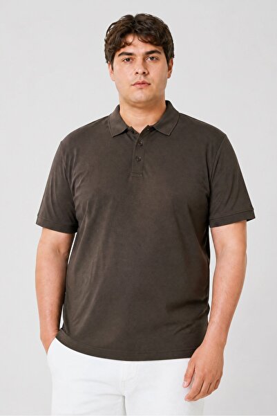 Plenum Studio Men Regular Fit Short Sleeve Plain Polo Shirt, Charcoal