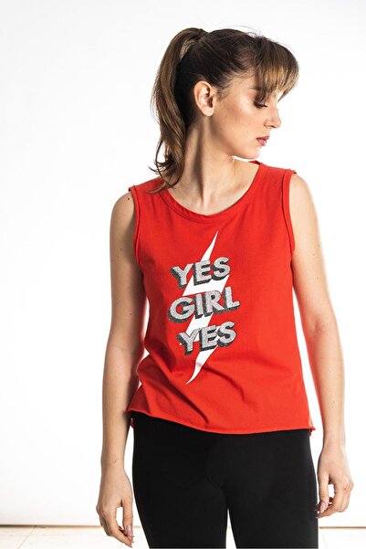 Paco & Co Μπλούζα "Yes Girl Yes" κόκκινη