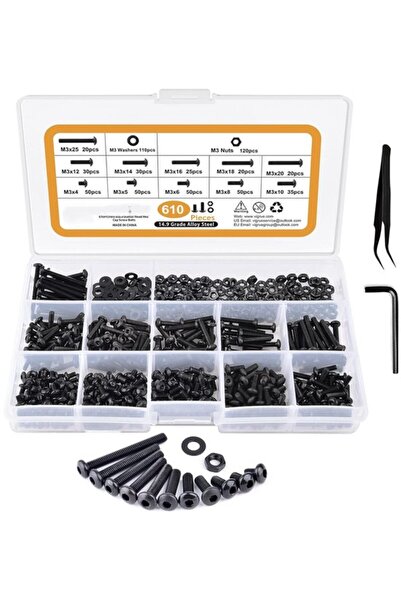 STARSTAR Assortment Box - Bolts - 610-piece Round Head Internal Hexagonal M3 ...