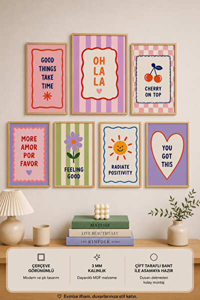 UNT 7-Piece Frame-Looking Modern Painting Set |   Retro & Pop Art |   Motivat...