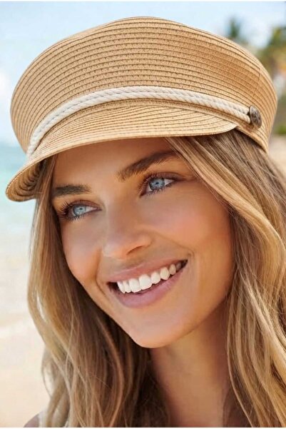 Uniquetrenders Women's Straw Captain Hat with Rope Detail Marine Sailor Cap B...