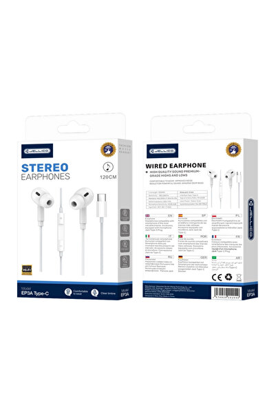 JELLICO Căști cu fir cu microfon USB-C pentru iPhone 6 7 8