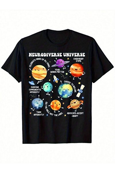 Astogria13 Men's White Neurodiverse Universe T-Shirt - Awareness ADHD, Colorf...