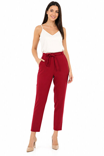 SORALLİNE Women's Half Waist Elastic Pants 1696 Crepe Bordo