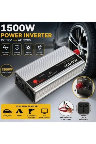 DahaUygunYok 1500W Araç Güç İnverteri 12V DC 220V AC Saf Sinüs İnverter Çevir...
