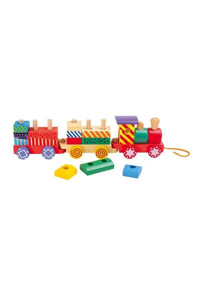 Small Foot Trenuleț din lemn cu forme și culori – Jucărie de tras 2-în-1 pent...