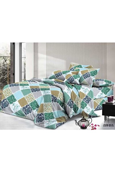 By Rozane Lenjerie de pat 4 piese din finet – model patchwork multicolor – H790