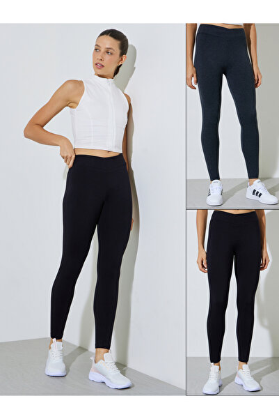 Styli Pack of 2 - Black and Charcoal Solid Skinny Leggings
