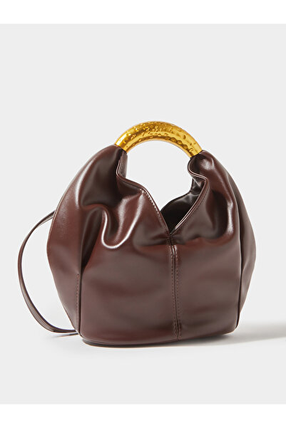Styli Brown Metal Handle Handbag