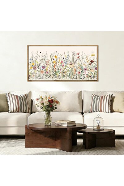 ALAYRA International Large Framed Wall Art Boho Flowers Canvas with Outer Fra...