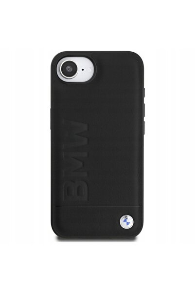 NO BRAND Husă BMW din piele cu ștanțare la cald pentru iPhone 16e Negru