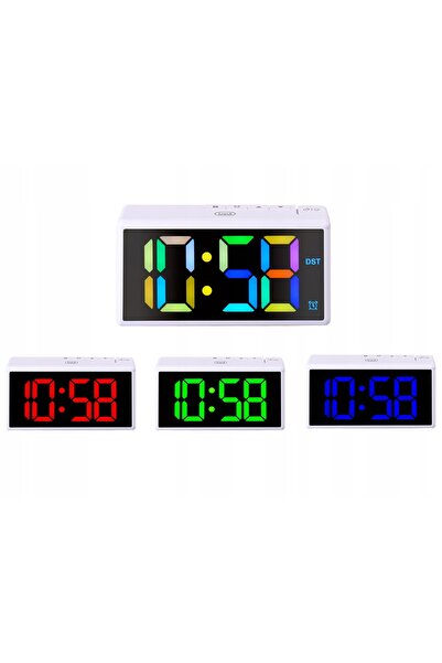 Trevi Ceas deșteptător cu afișaj LED colorat mare, alimentare USB, rețea/baterie