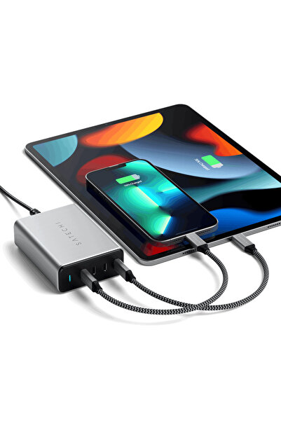 NO BRAND Încărcător Satechi GaN 165W cu 4 porturi USB-C de perete, Gri Spațial