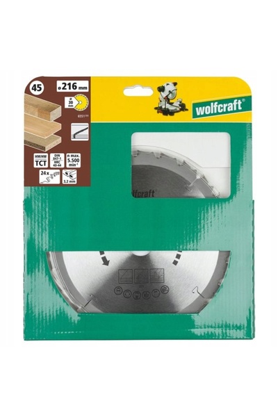 Wolfcraft 6551000 Pânză de ferăstrău circular 216x30mm 24 dinți pentru tăieri...