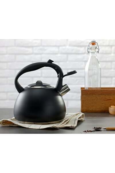 MG HOME Ceainic tradițional negru cu fluier 3 l / oțel inoxidabil GESSLER