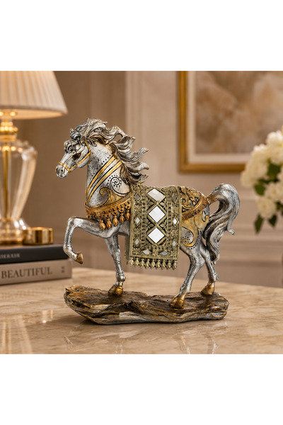 Dania Horse Figurine Luxury Decor with Gold Detailing & Decorative Mirrors – ...