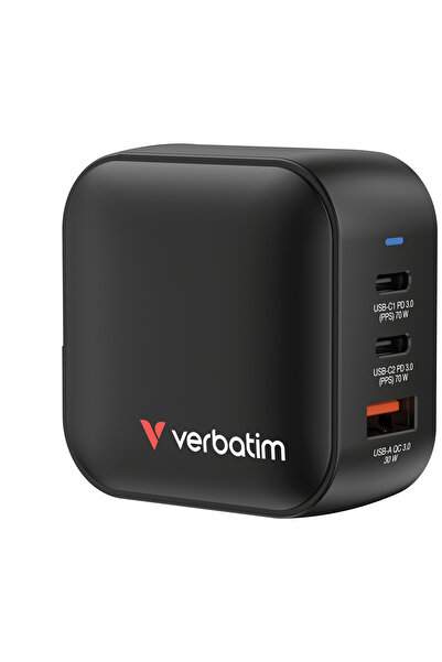 NO BRAND Verbatim Mini GaN 70W 2xUSB-C PD 1xUSB-A QC 3.0 Încărcător