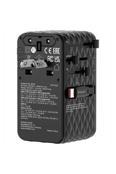 Verbatim Charge 'n' Travel GaN III Adaptor universal de călătorie 1xUSB-C PD 3.0