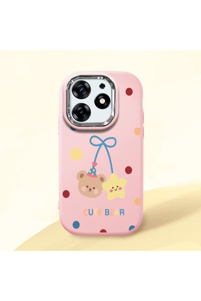 Hontinga Tecno Spark 10 Pro Compatible Case Camera Protective Pink Silicone C...