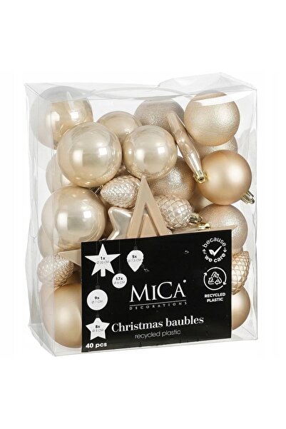 NO BRAND BOMBKI Crăciun Glob de plastic ornamentat BOMBKI HAT Set 40 bucăți MICA