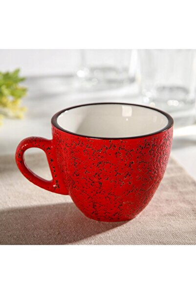 NO BRAND Ceașcă espresso din porțelan roșu 75 ml cu suport 11 cm Wilmax