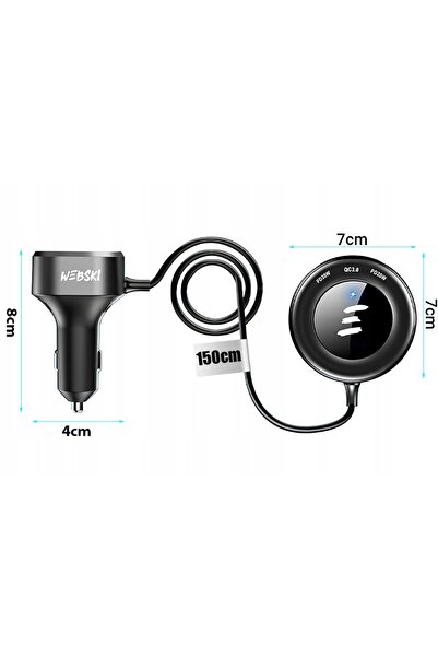 NO BRAND ÎNCĂRCĂTOR AUTO 98W 2xUSB + 3xUSB-C DISPLAY LCD CU ILUMINARE DE FOND