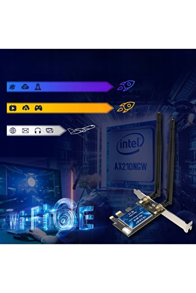 NO BRAND Placă de rețea PCI-E Intel AX210 WiFi 6 și Bluetooth 5.3 pentru PC