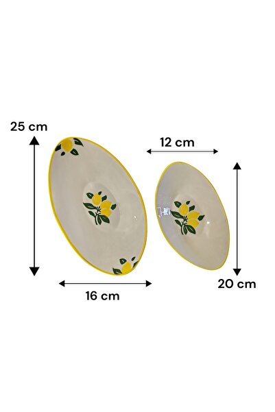 Ganita home Kase Gondol Kayık & Presentation Plate 2 Pieces Lemon Flower