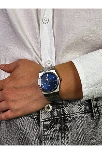 Arvens Vintage Blue Dial Silver Men's Wristwatch Stainless Steel Case Steel B...