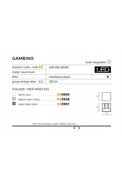 AZzardo KINKIET GAMBINO AZ0957 6W LED Gri închis