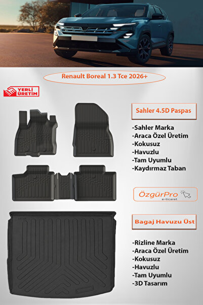 Sahler Renault Boreal 1.3 Tce 2026 ve Sonrası 4.5D Havuzlu Paspas 3D Rizline ...