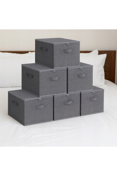 SONGMICS Set de 6 cutii pliabile cu capac 40x30x25 Gri
