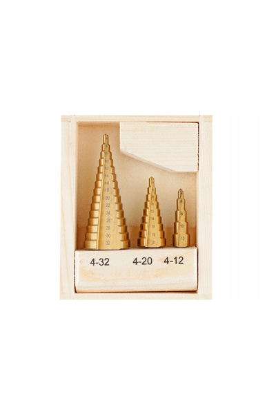 LEX Burghie conice etajate pentru metal, 4-32 mm, 3 buc.