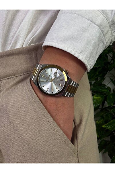 Arvens Vintage White Dial Double Color Gold and Silver Men's Wristwatch Steel...