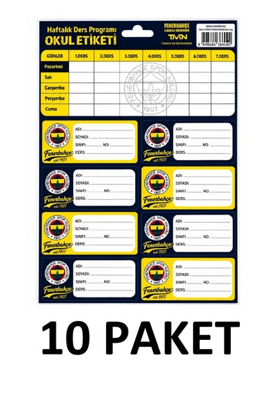 Keskin Pachet de 10 etichete școlare FB cu program de cursuri, 3 foi, 24 de b...