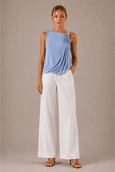 ALEXANDERGARDI Shawl Detailed Brooched Knitwear Blouse