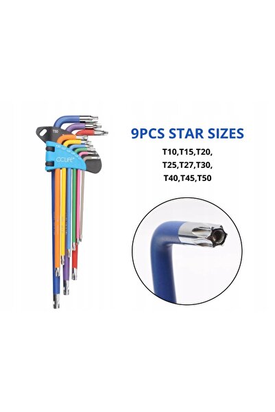 CCLIFE Set de 18 piese chei tubulare Torx de 1.5mm-10mm cu mâner, T10-T50